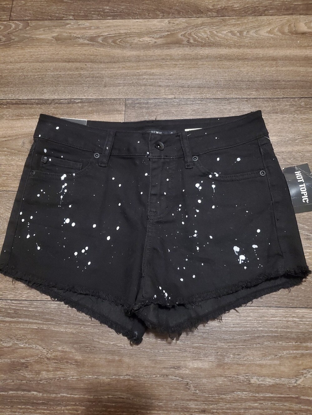 Black & White Paint Splatter Low Rise Shorts